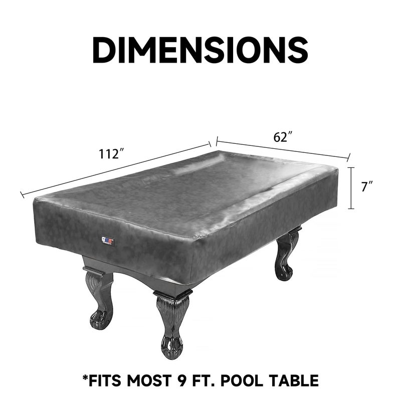 GSE Games & Sports Expert Billiard Pool Table Covers, 7'/8'/9' Waterproof & Tearproof Heavy Duty Leatherette Pool Table Covers (Several Colors Available, Grey - 9ft) - Image 4